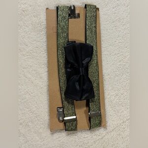 Elegant Black and Gold Suspenders with Bow Tie